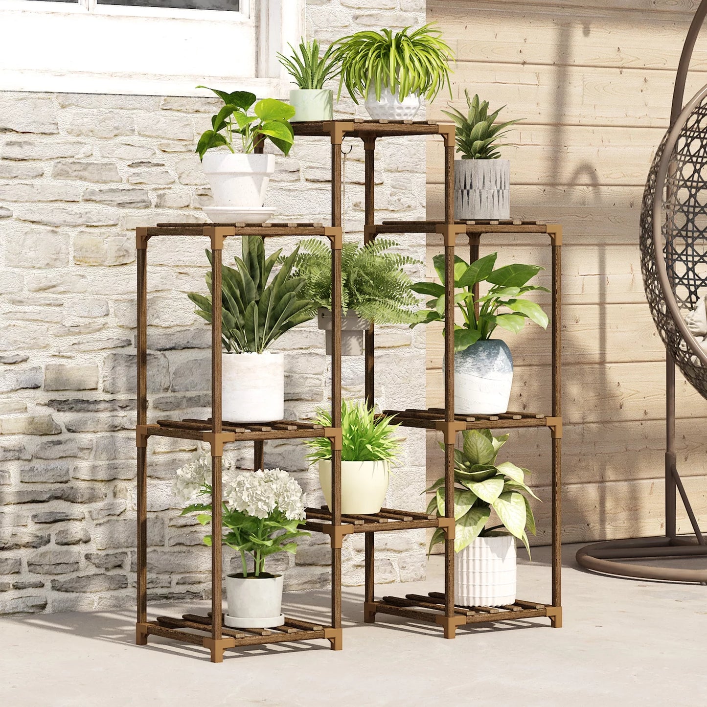 Plant Stand Black Plant Shelf Indoor Plant Table for Multiple Plants 3 Tiers 7 Pots Ladder Plant Holder Table Plant Pot Stand for Window Garden Balcony Living Room