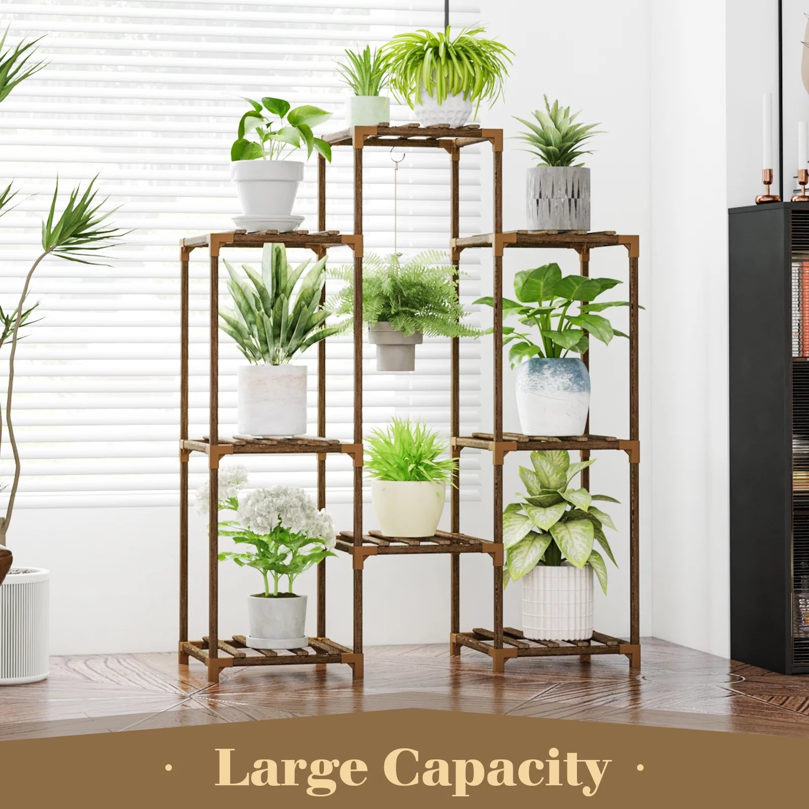 Plant Stand Black Plant Shelf Indoor Plant Table for Multiple Plants 3 Tiers 7 Pots Ladder Plant Holder Table Plant Pot Stand for Window Garden Balcony Living Room