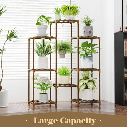 Plant Stand Black Plant Shelf Indoor Plant Table for Multiple Plants 3 Tiers 7 Pots Ladder Plant Holder Table Plant Pot Stand for Window Garden Balcony Living Room