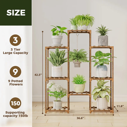 Plant Stand Black Plant Shelf Indoor Plant Table for Multiple Plants 3 Tiers 7 Pots Ladder Plant Holder Table Plant Pot Stand for Window Garden Balcony Living Room