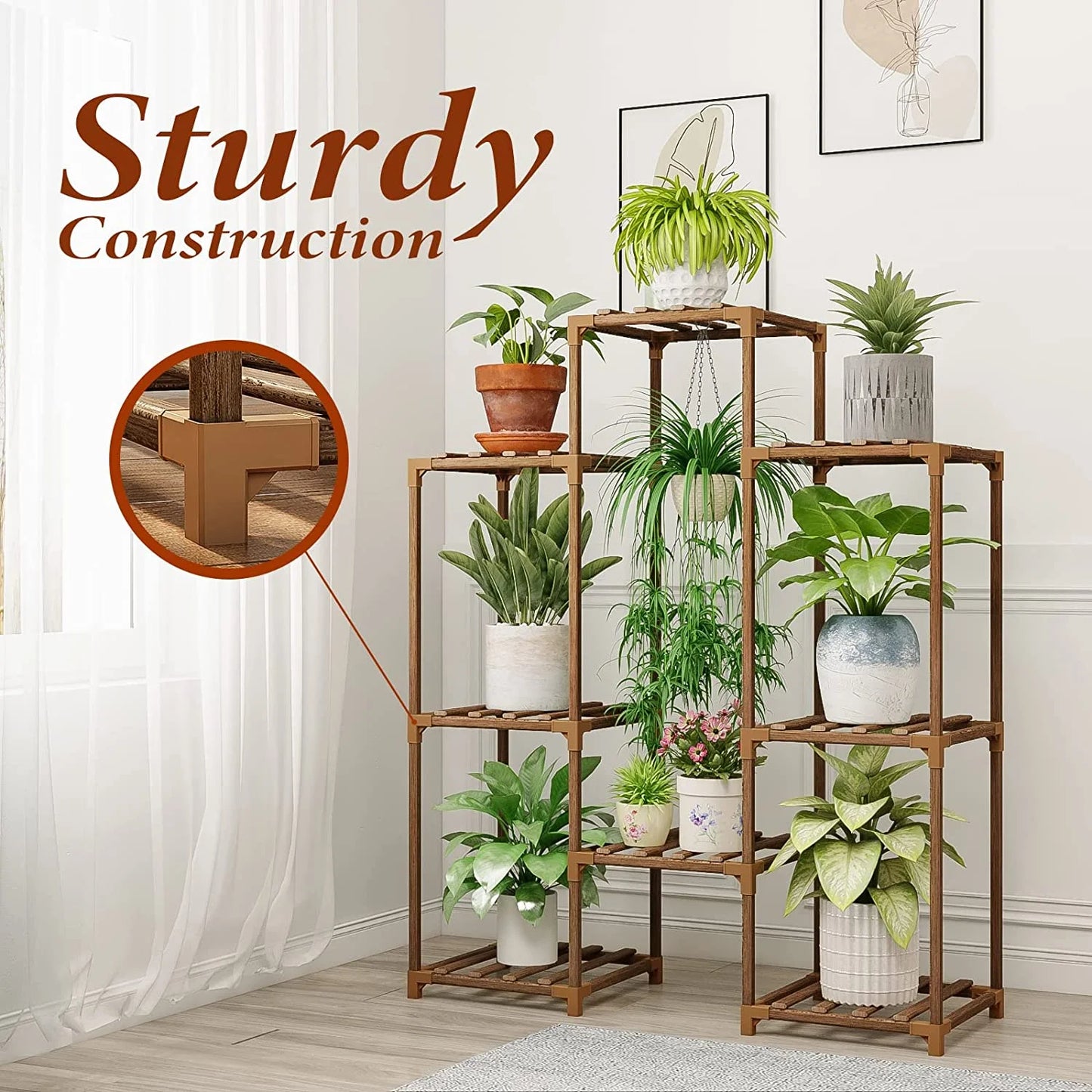 Plant Stand Black Plant Shelf Indoor Plant Table for Multiple Plants 3 Tiers 7 Pots Ladder Plant Holder Table Plant Pot Stand for Window Garden Balcony Living Room