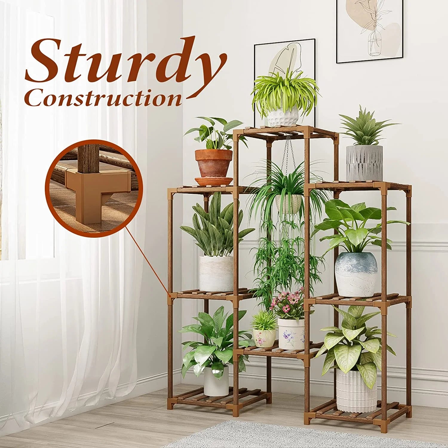 Plant Stand Black Plant Shelf Indoor Plant Table for Multiple Plants 3 Tiers 7 Pots Ladder Plant Holder Table Plant Pot Stand for Window Garden Balcony Living Room