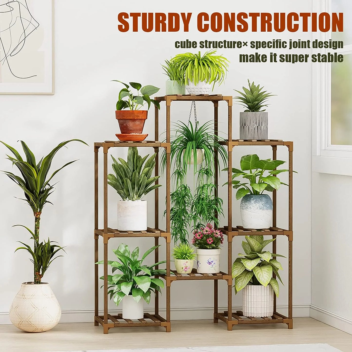 Plant Stand Black Plant Shelf Indoor Plant Table for Multiple Plants 3 Tiers 7 Pots Ladder Plant Holder Table Plant Pot Stand for Window Garden Balcony Living Room