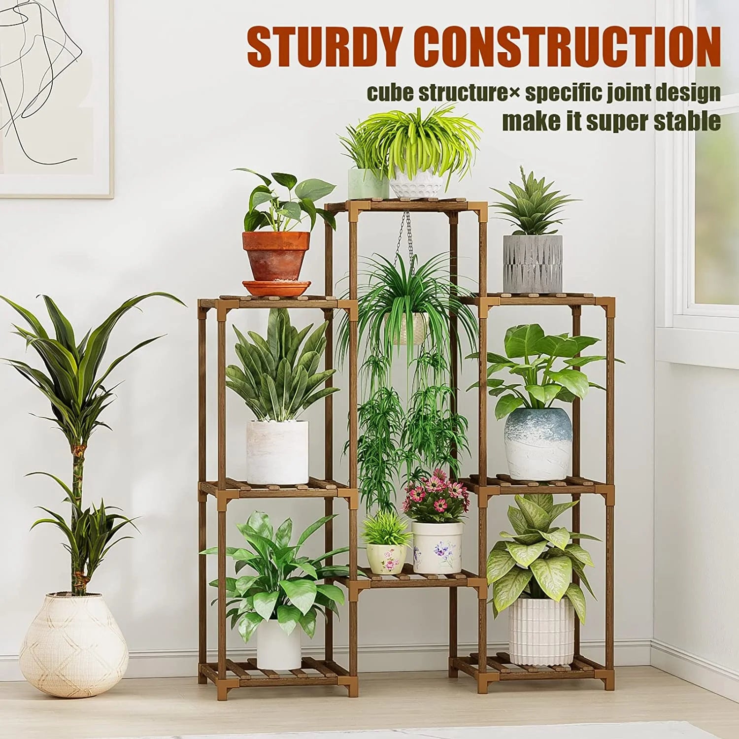 Plant Stand Black Plant Shelf Indoor Plant Table for Multiple Plants 3 Tiers 7 Pots Ladder Plant Holder Table Plant Pot Stand for Window Garden Balcony Living Room